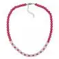 Preview: Kette Kunststoff-Perlen rot seidig-glänzend Walzenperle kristal AB 45cm