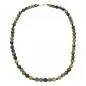 Preview: Kette Perlen 12mm Perle Kunststoff oliv-schwarz-marmor 75cm
