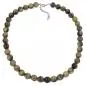 Preview: Kette Perlen 12mm Perle Kunststoff oliv-schwarz-marmor 50cm
