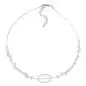 Preview: Kette Drahtkette Ring oval weiß und transparente Kunststoffperlen 42cm