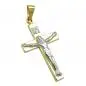 Preview: Anhänger 27x16mm Kreuz mit Jesus bicolor glänzend 9Kt GOLD