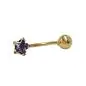 Preview: Bauchnabelpiercing Banana 18x6mm Stern Zirkonia amethyst mit Kugel 14Kt