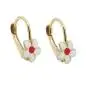 Preview: Ohrbrisur Ohrringe 13x7mm Blume weiß-rot emailliert 9Kt GOLD