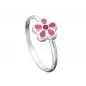 Preview: Ring Kinderring mit Blume pink Silber 925 Ringgröße 42