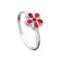 Preview: Ring Kinderring mit Blume rot Silber 925 Ringgröße 42