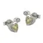 Preview: Ohrstecker Ohrring 8x5mm Herz mit Zirkonia und synthetischem Peridot Silber 925