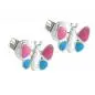 Preview: Ohrstecker Ohrring 7x8mm Kinderohrring Schmetterling hellblau-pink Silber 925