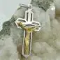 Preview: Anhänger 38x23mm Kreuz Jesus bicolor glänzend Silber 925