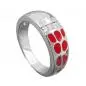 Preview: Ring 7mm rote Lackeinlage 4 Zirkonias glänzend rhodiniert Silber 925 Ringgröße 58