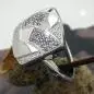 Preview: Ring 16x16mm mit Zirkonias lila-weiß matt-glänzend rhodiniert Silber 925 Ringgröße 58