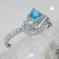 Preview: Ring 10mm Zirkonias aqua und weiß glänzend rhodiniert Silber 925 Ringgröße 58