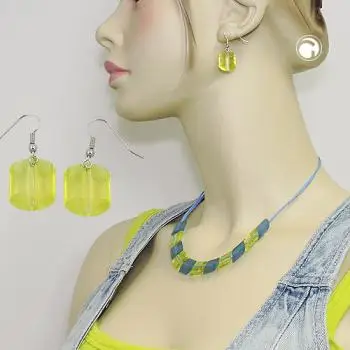 Ohrhaken Ohrhänger Ohrringe 37x15mm Schrägperle Kunststoff kiwigrün-transparent