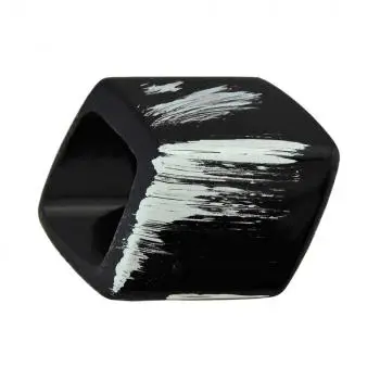 Tuchring 45x36x18mm Sechseck schwarz-silber-strich matt Kunststoff