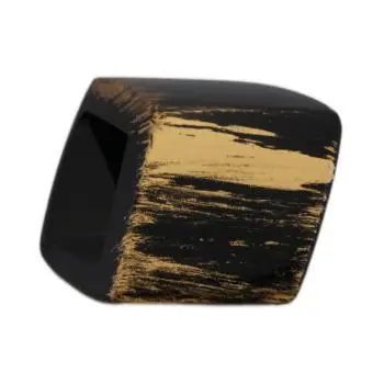 Tuchring 45x36x18mm Sechseck schwarz-gold-strich matt Kunststoff