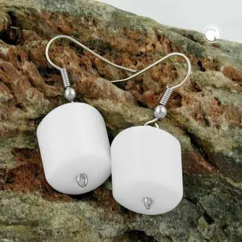 Ohrhaken Ohrhänger Ohrringe 37x15mm Schrägperle Kunststoff weiß-glänzend