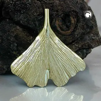 Anhänger 23x24mm Ginkgoblatt glänzend 9Kt GOLD