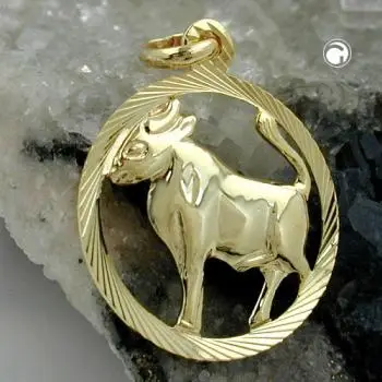 Anhänger 15mm Sternzeichen Stier 9Kt GOLD