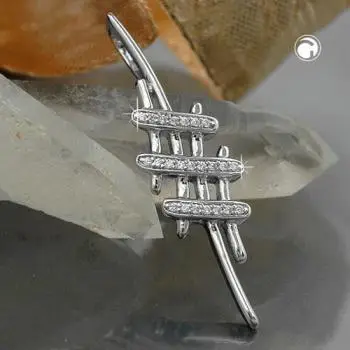 Anhänger 40x11mm mit Zirkonias glänzend rhodiniert Silber 925