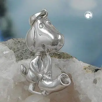 Anhänger 29x18mm Hund mit Saxophon Silber 925