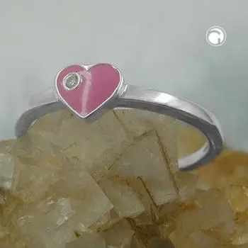 Ring Kinderring mit Herz rosa Silber 925 Ringgröße 46