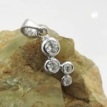 Anhänger 12x6mm Zirkonias glänzend rhodiniert Silber 925