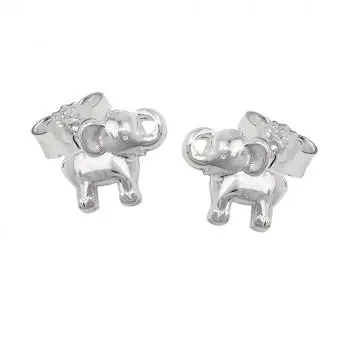 Ohrstecker Ohrringe 6x7mm kleiner Elefant glänzend Silber 925