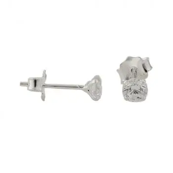 Ohrstecker Ohrring 4mm Zirkonia rund gefasst Silber 925