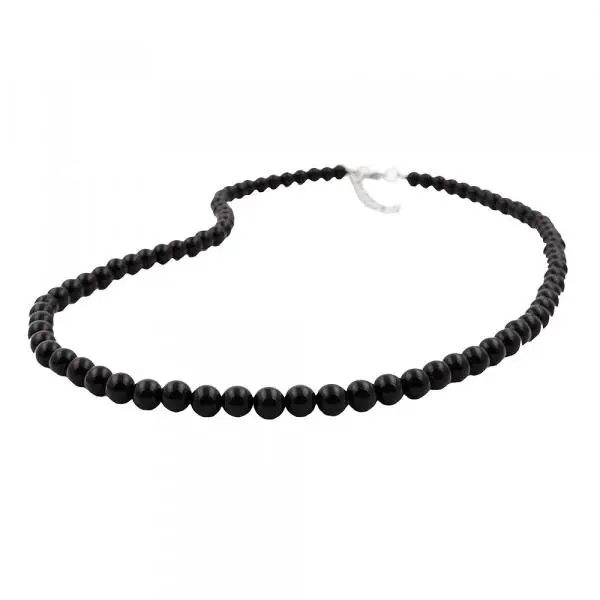 Kette 6mm Perle Kunststoff schwarz-glänzend 42cm