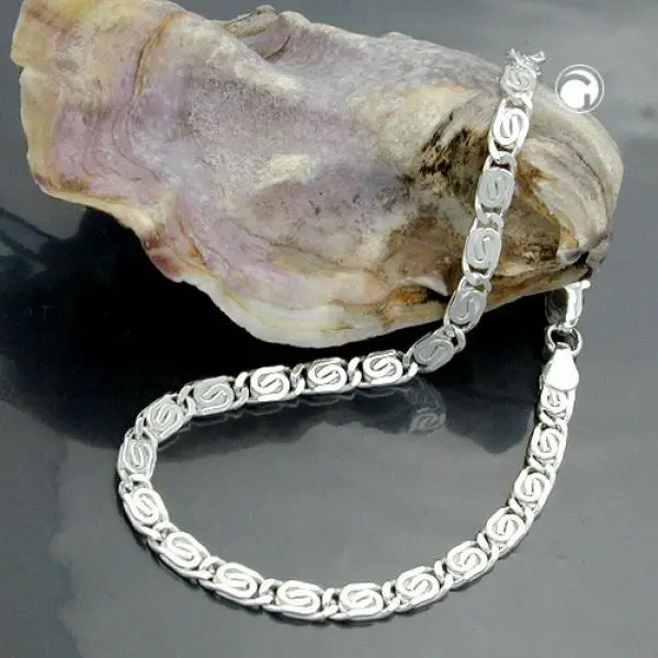 Armband 32mm S-Panzerkette flach diamantiert Silber 925 21cm