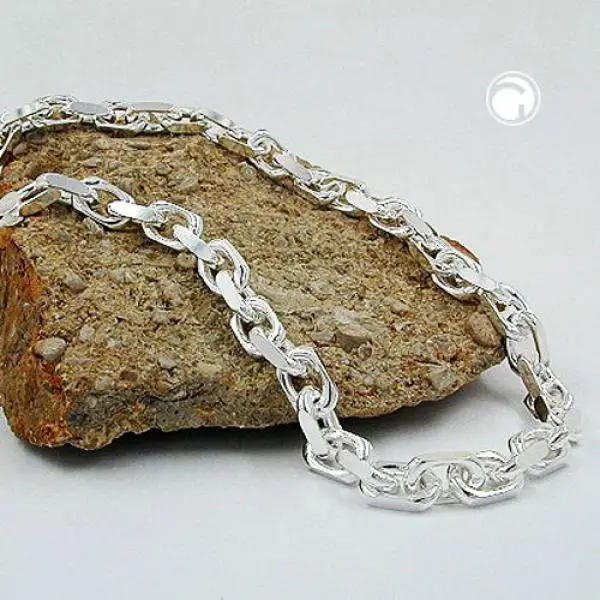 Kette 8x8mm Ankerkette 4x diamantiert Silber 925 60cm