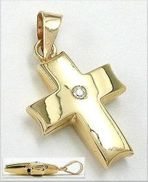 Anhänger, Kreuz mit Zirkonia, 9Kt GOLD