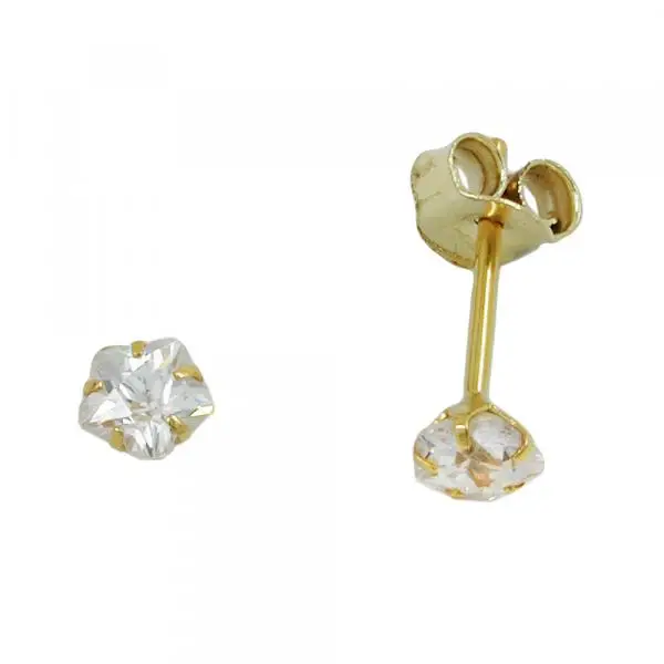 Ohrstecker Ohrring 4mm Zirkonia in Blumenform 9Kt GOLD