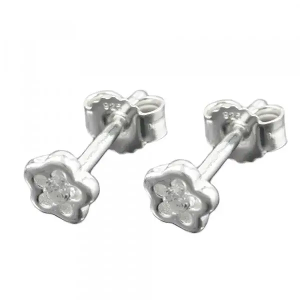 Ohrstecker Ohrring 5mm Kinderohrring Blume mit Zirkonia Silber 925