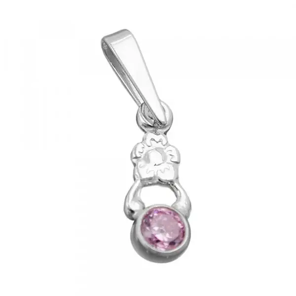 Anhänger 12x45mm Blume Zirkonia pink Silber 925