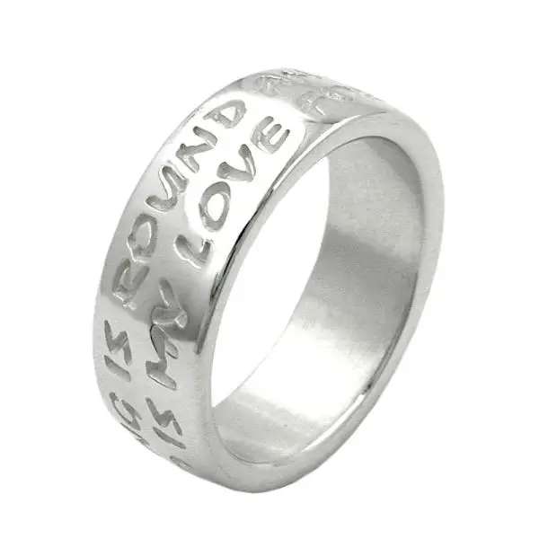 Ring 8mm mit Prägung LOVE HAS NO END Silber 925 Ringgröße 58