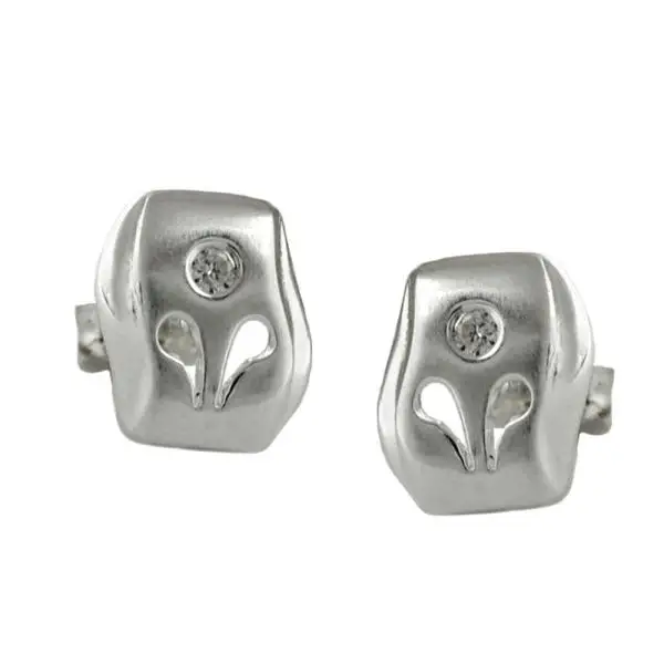 Ohrstecker Ohrring 9x8mm matt glänzend mit Zirkonia Silber 925