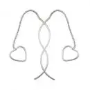 Durchzieher Ohrring Ohrhänger 82x10mm Venezianerkette mit Herz Silber 925
